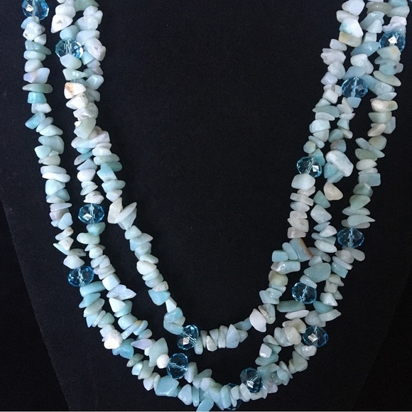 Blue Turquoise Beaded Layered Necklace - Picture 1 of 8